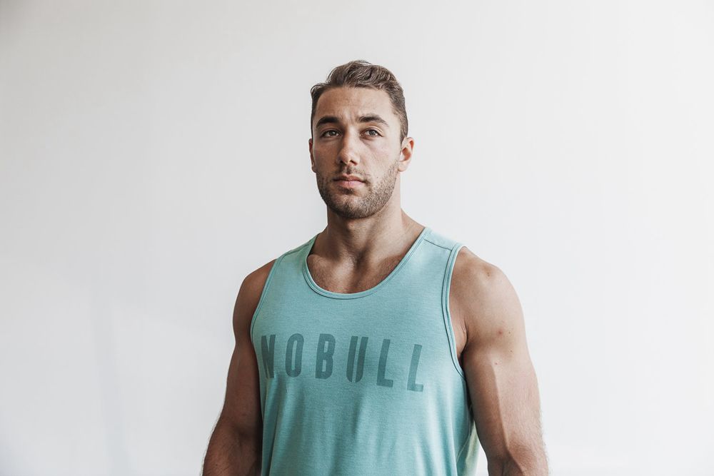 NOBULL Men's Tank Tops - Oil Blue - Ireland (7942EMOIB)